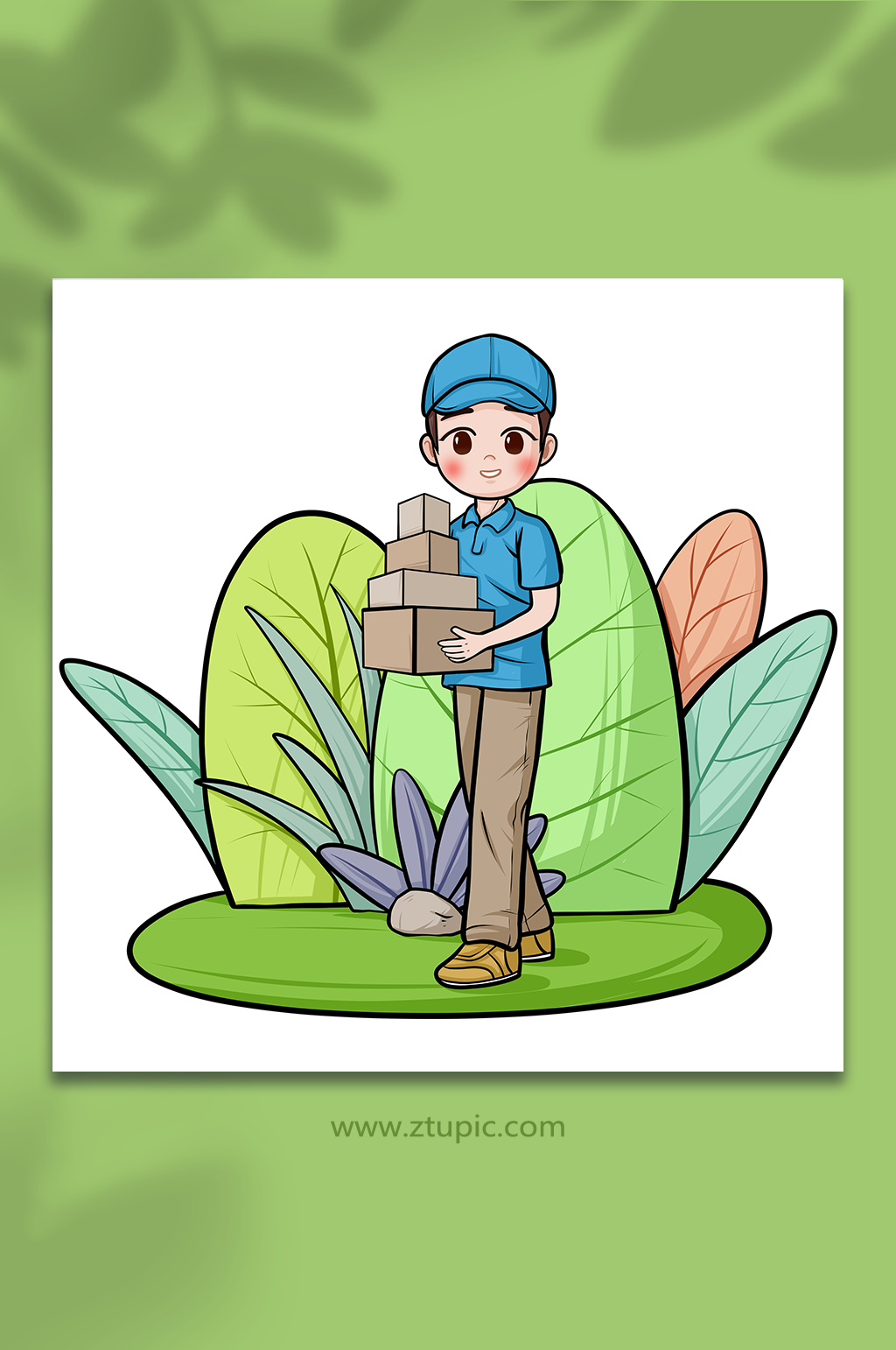 快遞員描邊插畫(huà)涂鴉風(fēng)五一節(jié)人物插畫(huà)素材
