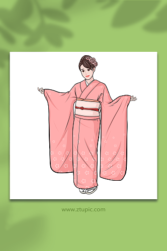 日本风情和服人物插画