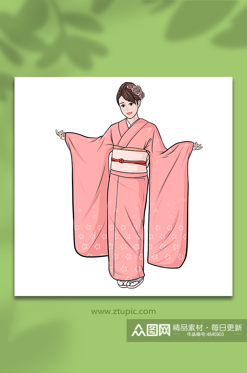 日本风情和服人物插画素材