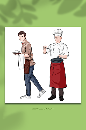 厨师服务员五一劳动节人物插画