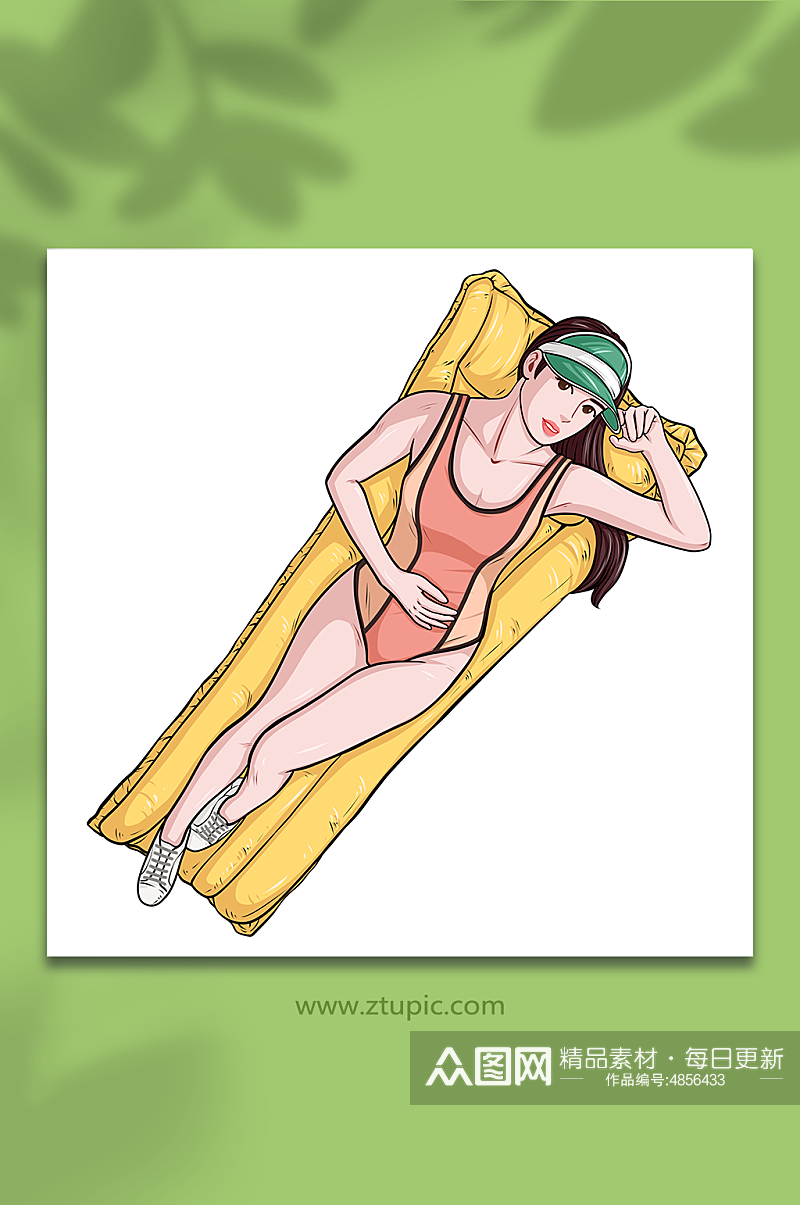 夏季度假躺着晒日光浴的人物插画素材