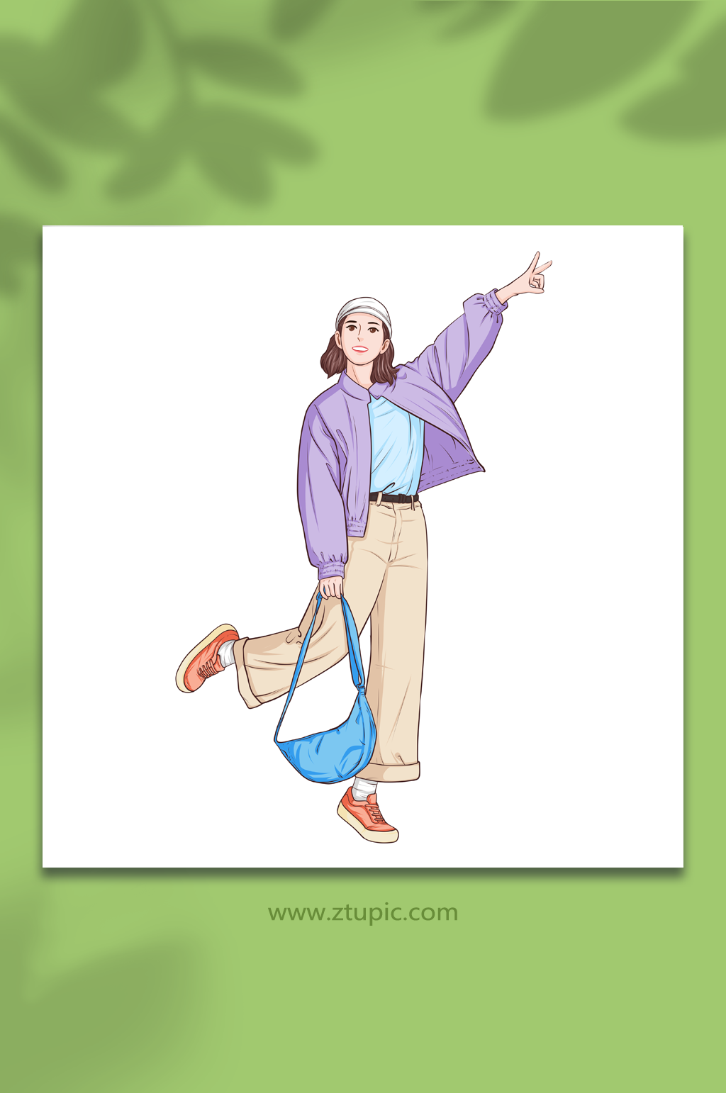 手绘风旅游女生人物插画素材