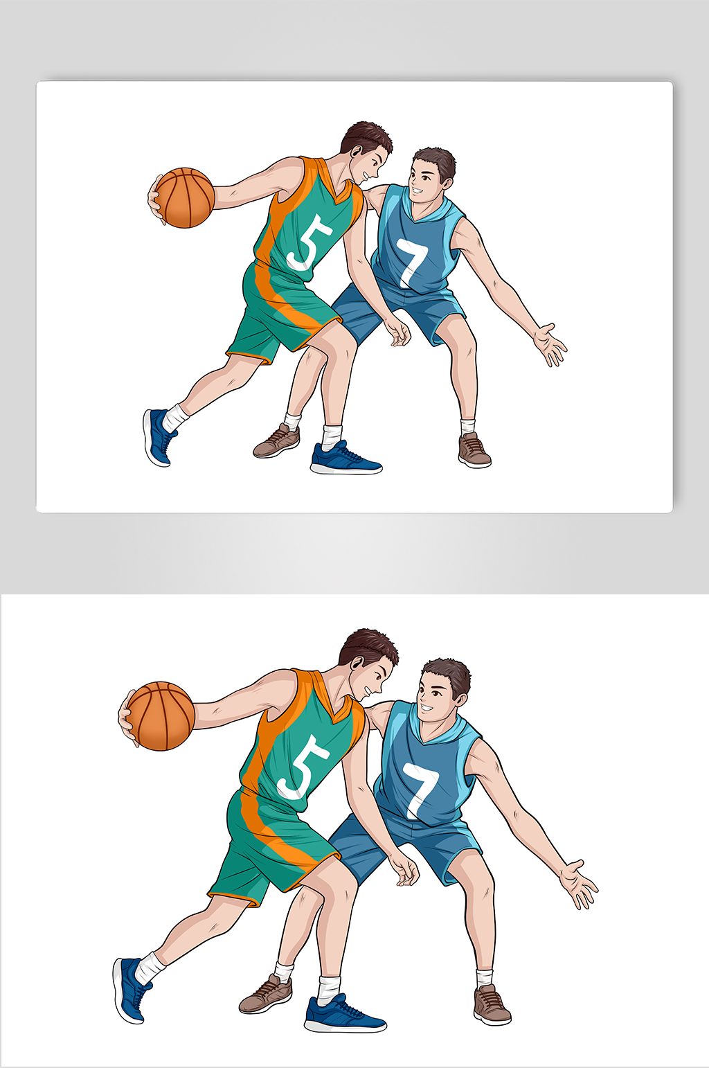 打篮球运动青年人物元素插画素材