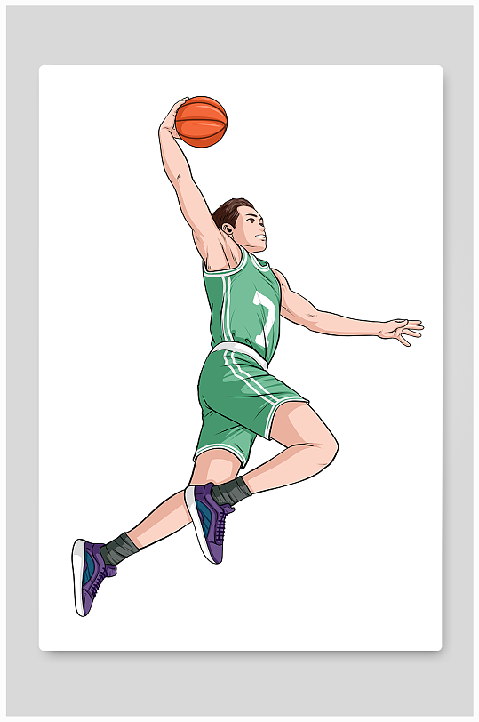 青春打篮球运动人物元素插画-众图网