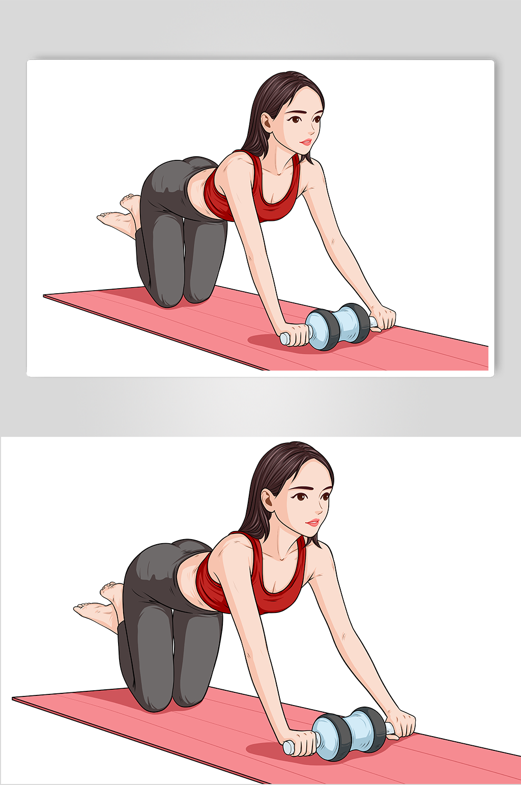 手绘风运动女生健身人物插画素材
