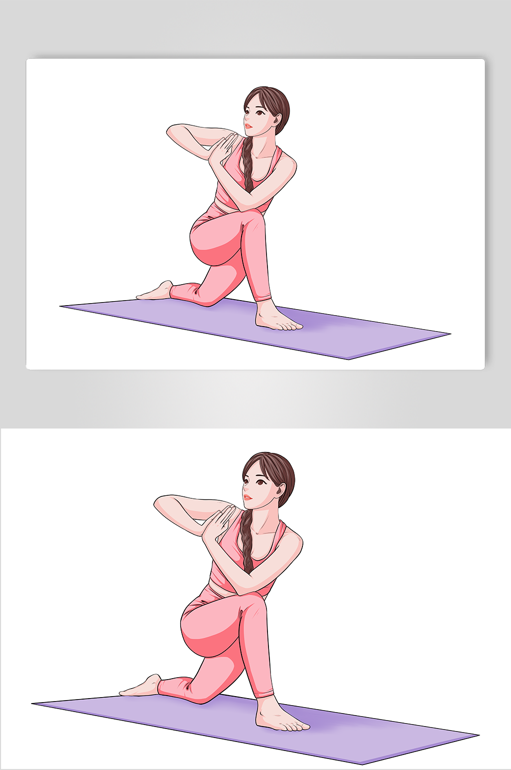 手绘风运动瑜伽人物插画元素素材