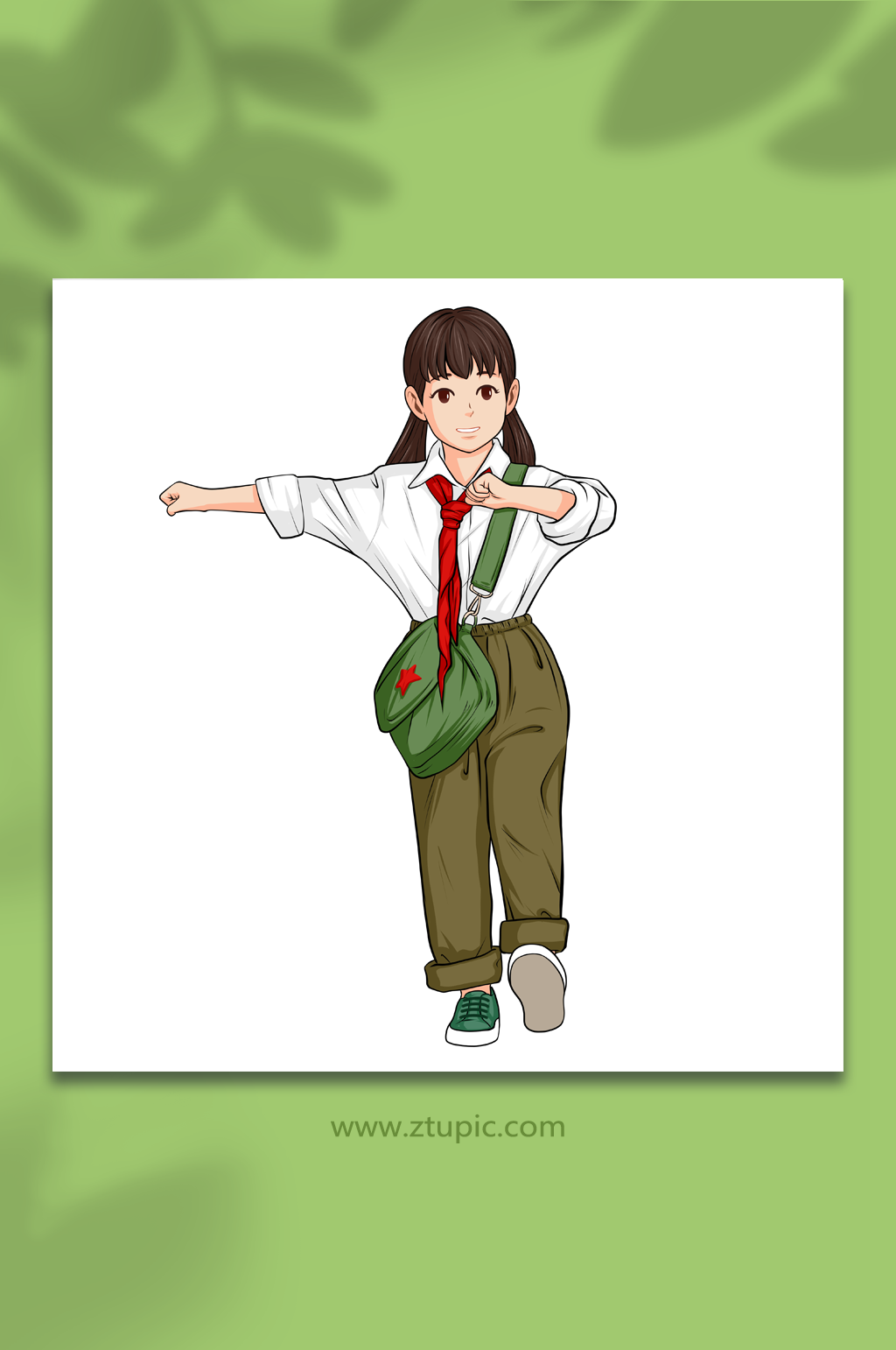 手绘风建党节少先队员插画素材