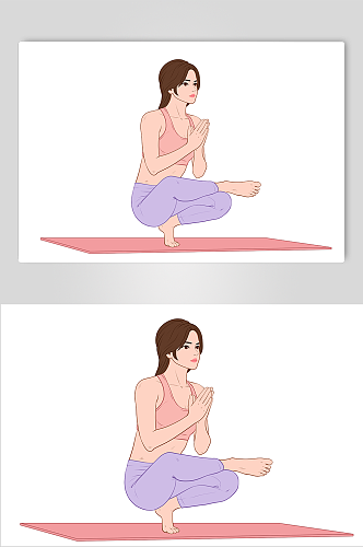 女性瑜伽人物元素插画
