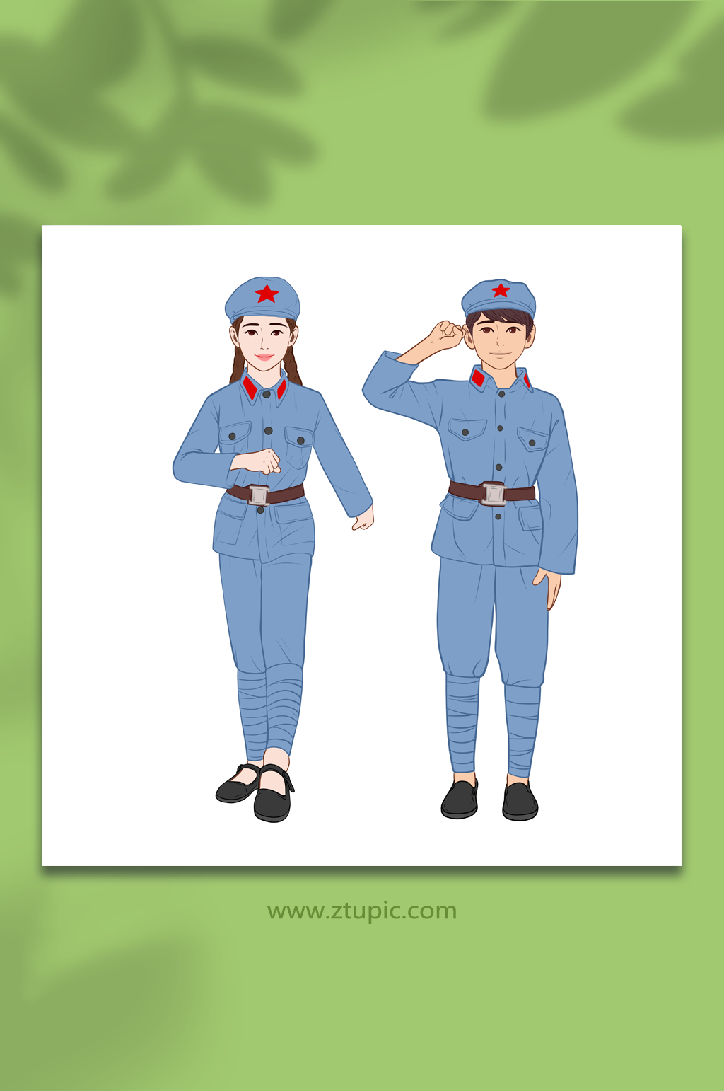手绘风建党节人物插画素材