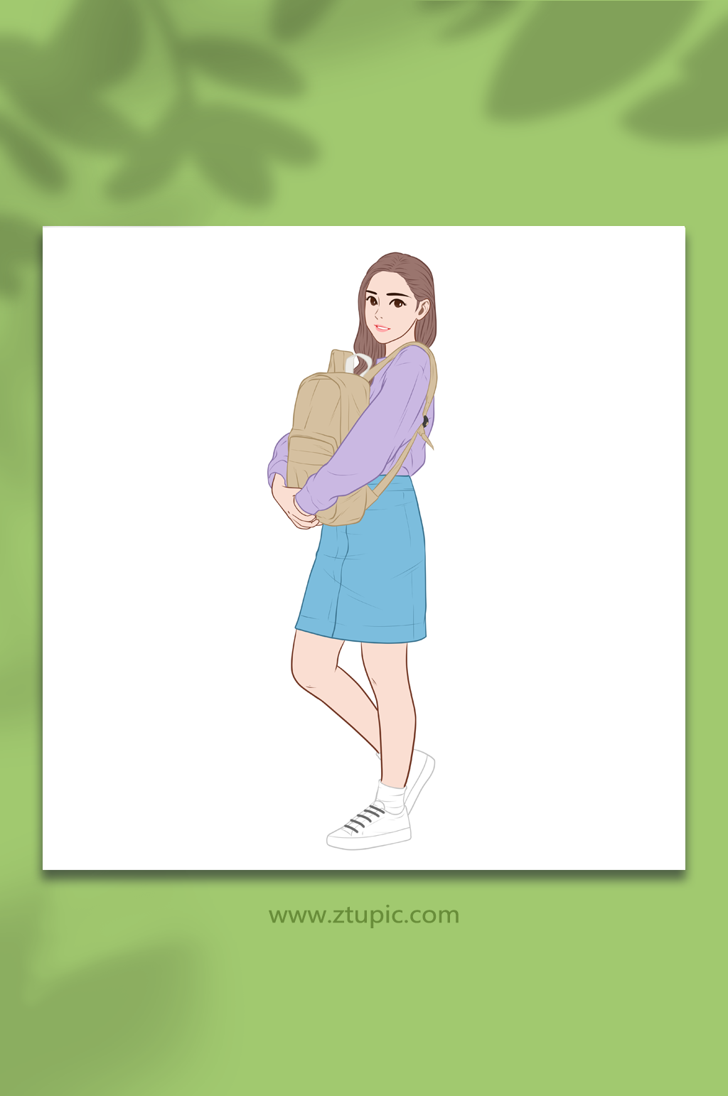 手绘女大学生插画元素素材