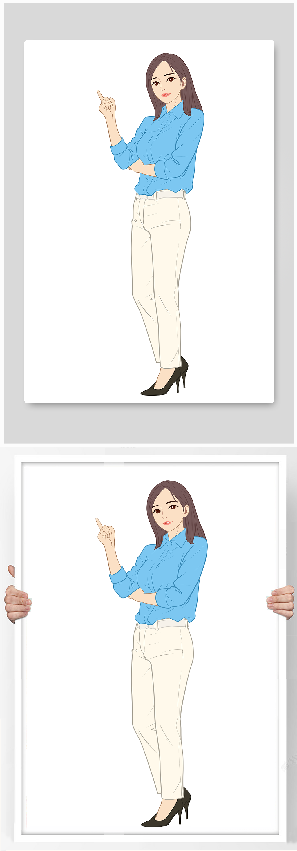 手绘风女教师人物插画素材