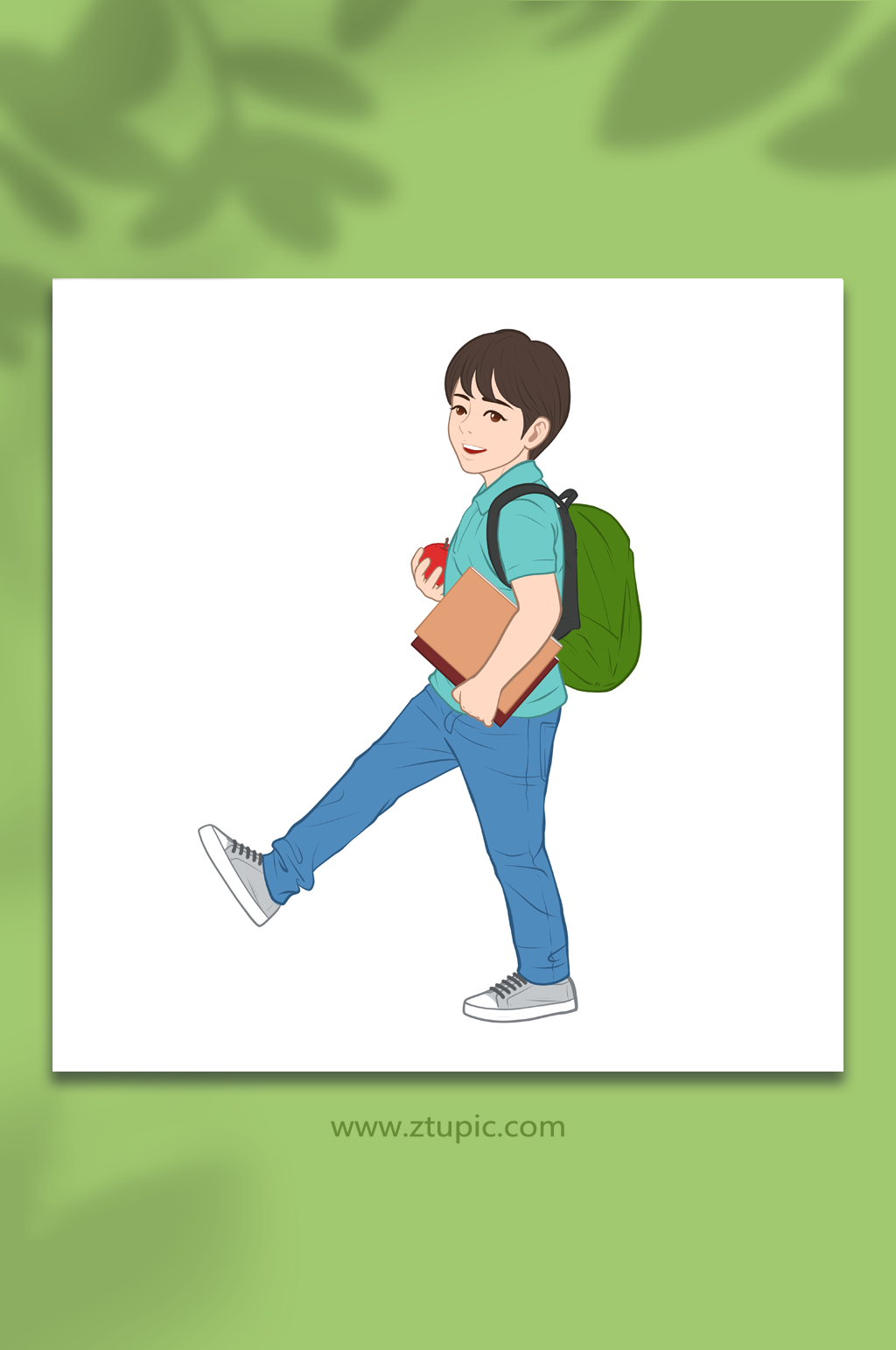 上学背书包的学生人物插画元素素材