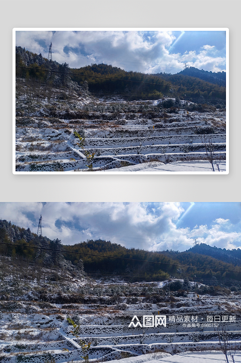 山村雪景摄影图片素材