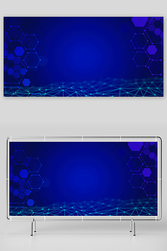 科技风深蓝色展板背景图