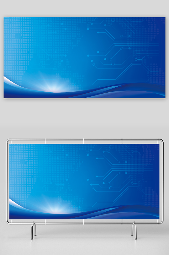 科技风蓝色展板背景图-众图网