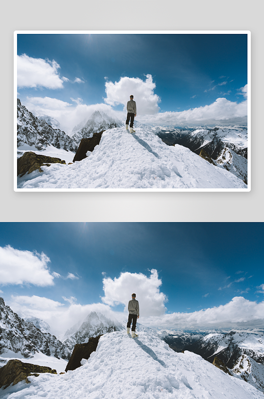 自然风光山峰雪山风景摄影图