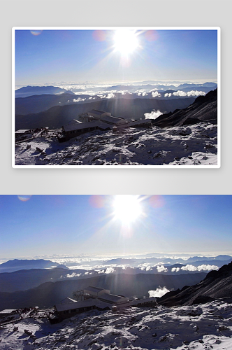 蓝天白云雪山美丽风光摄影图