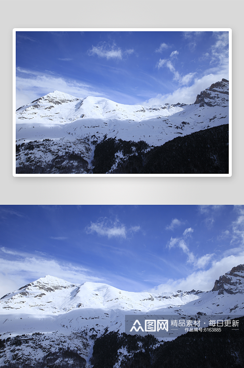 蓝天白云雪山美丽风光摄影图素材