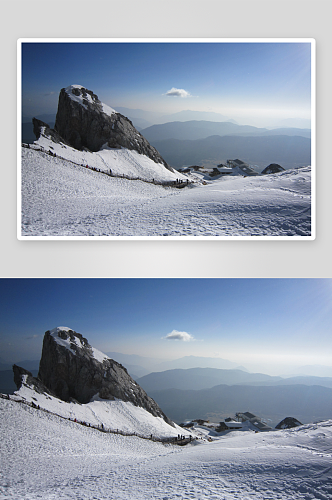 蓝天白云雪山美丽风光摄影图