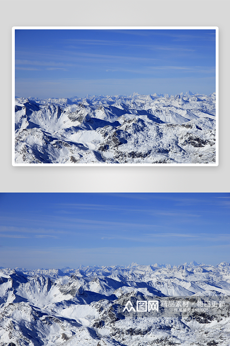 蓝天白云雪山美丽风光摄影图素材