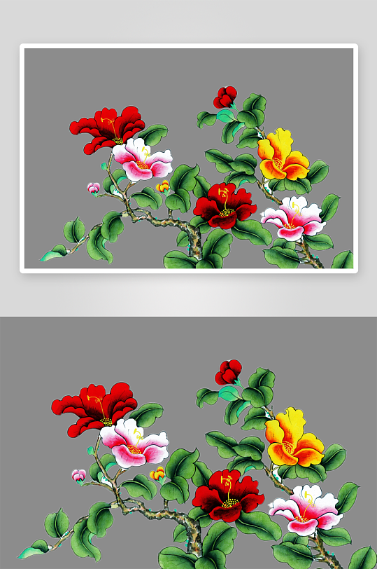 中國風(fēng)水墨花鳥工筆裝飾畫PNG元素