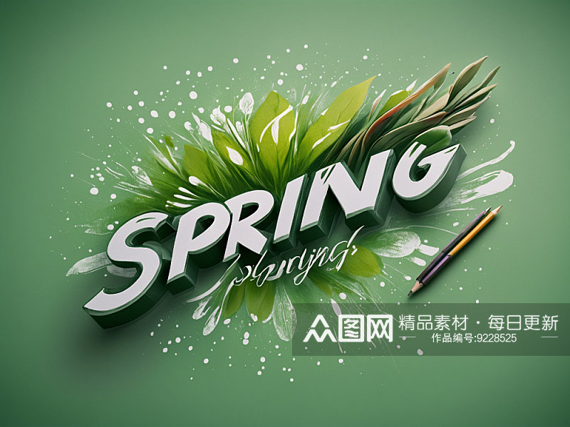 春天spring字体创意背景素材