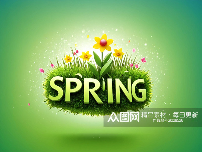 春天spring字体创意背景素材
