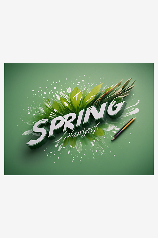 春天spring字体创意背景