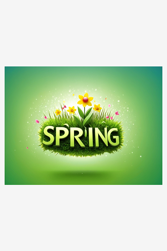 春天spring字体创意背景