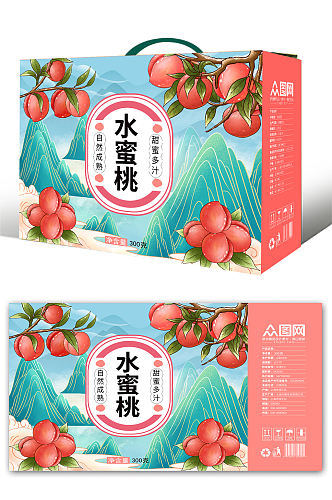 国潮桃子水蜜桃水果礼盒包装设计