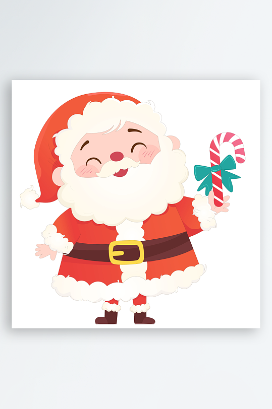 卡通圣诞节圣诞老人拿糖果开心大笑节日插画-众图网