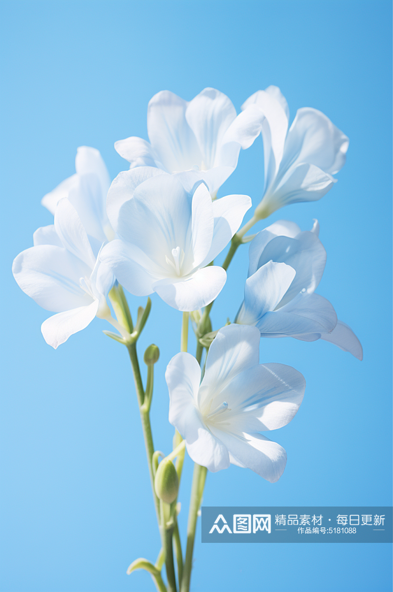 蓝色背景小清新植物花卉兰花静物高清拍摄图素材