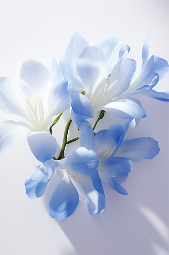 蓝色背景小清新植物花卉静物局部高清拍摄图