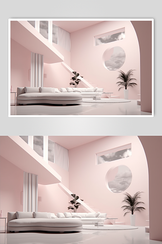 唯美3D室内设计客厅家居室内装修风格图