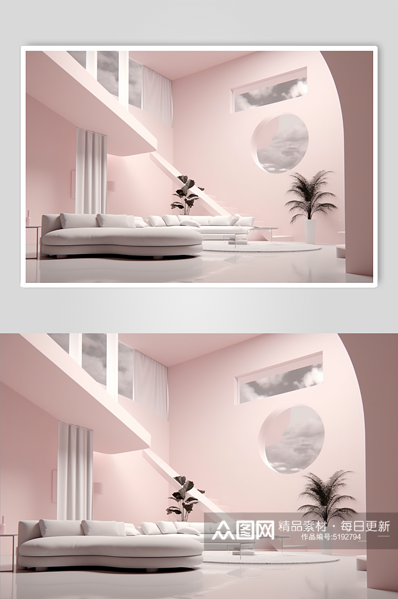 唯美3D室内设计客厅家居室内装修风格图素材