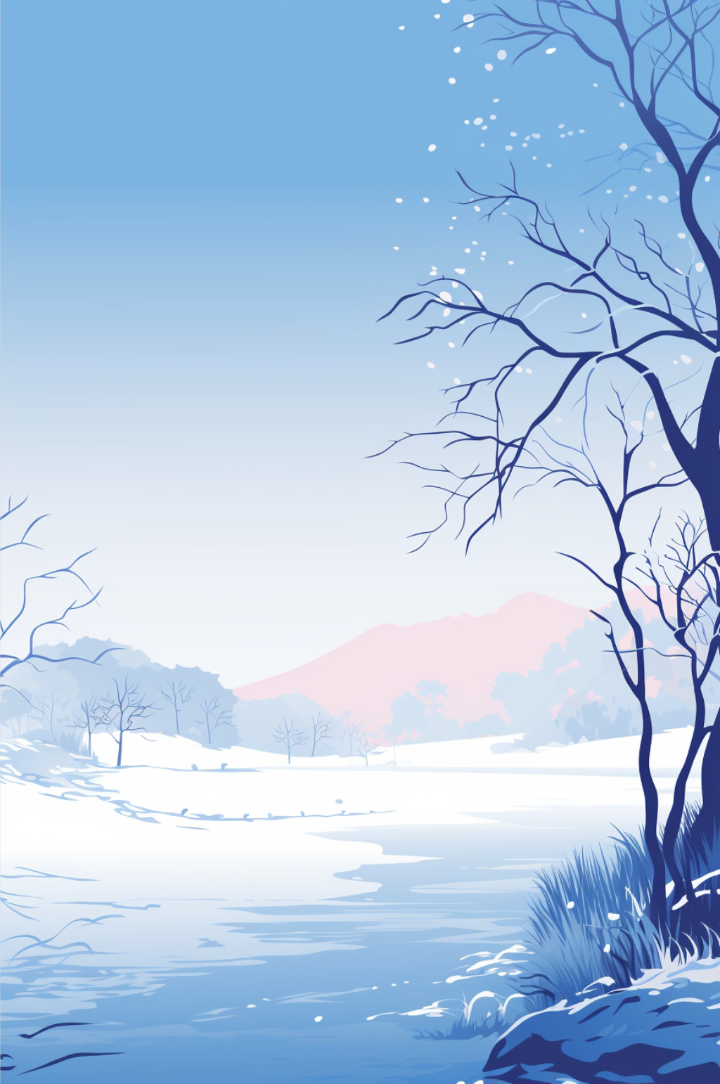 简约大气霜降冬至传统节气插画海报背景素材