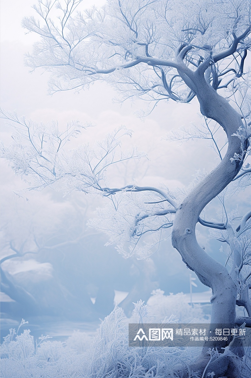 简约大气霜降冬至传统节气插画海报背景素材