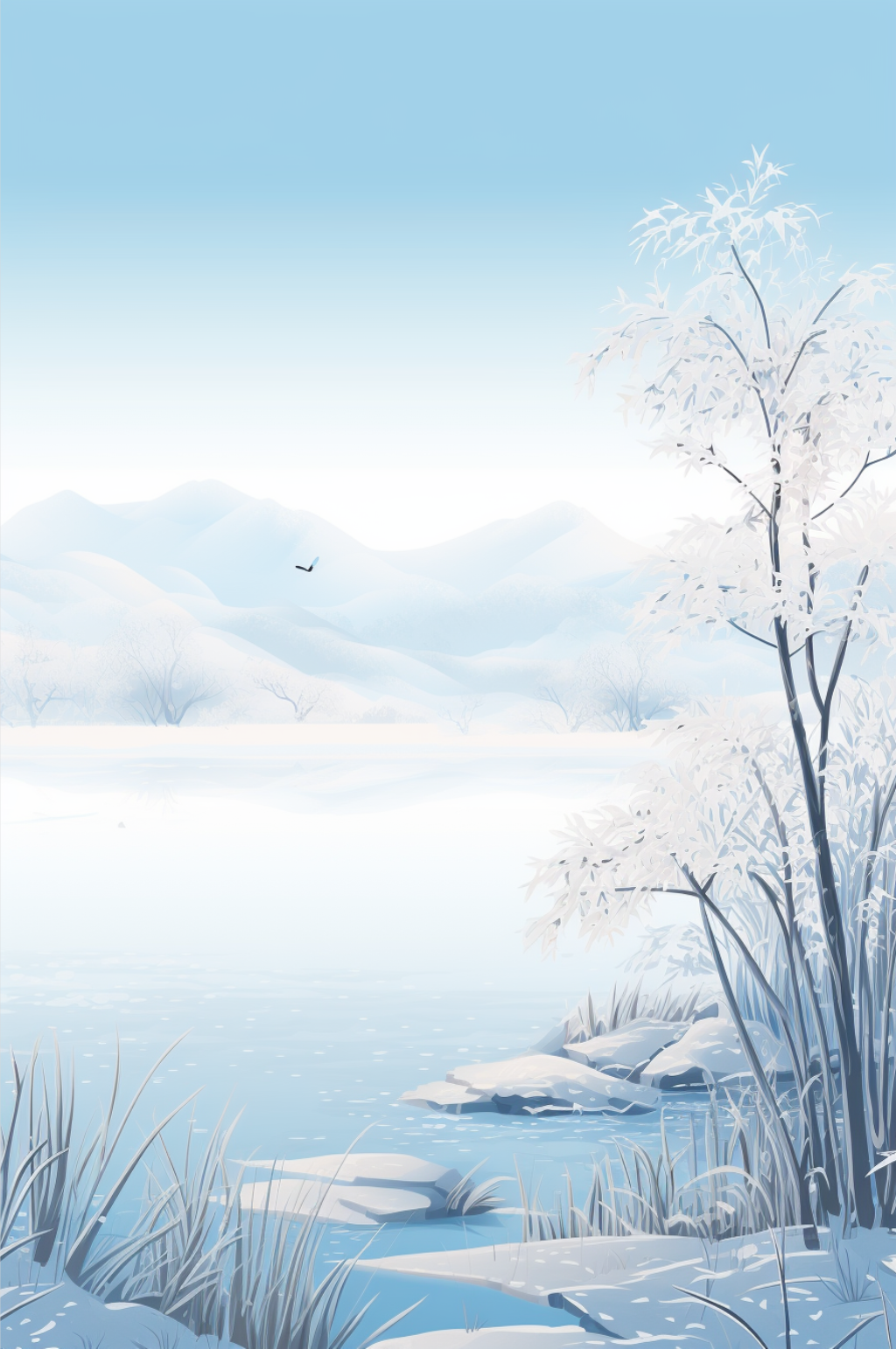 简约大气霜降冬至传统节气插画海报背景素材