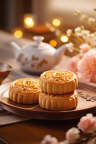传统节日中秋节月饼食物高清拍摄图