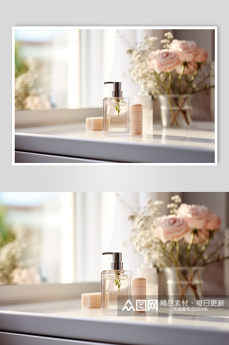 唯美护肤品香水展示美妆电商场景背景图素材