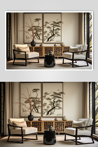 中国风装修家居创意场景室内设计图