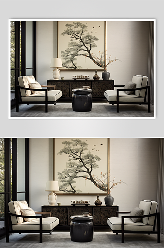 中国风装修家居创意场景室内设计图