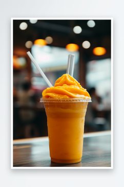 芒果水果奶茶饮品摄影图