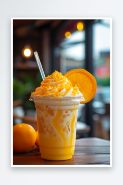 水果奶茶芒果饮品摄影图