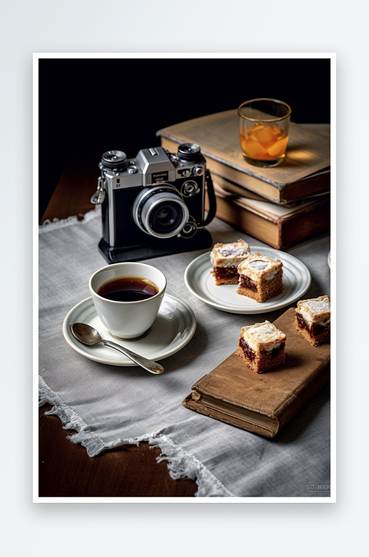 下午茶饮品拿铁美式咖啡摄影图