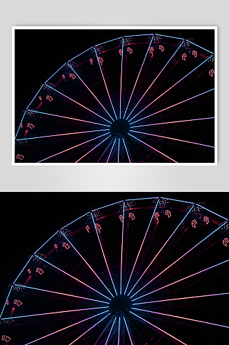 夜晚灯光摩天轮实拍摄影图