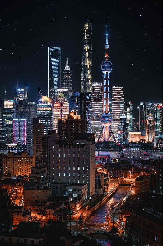 上海城市建筑夜景摄影图片