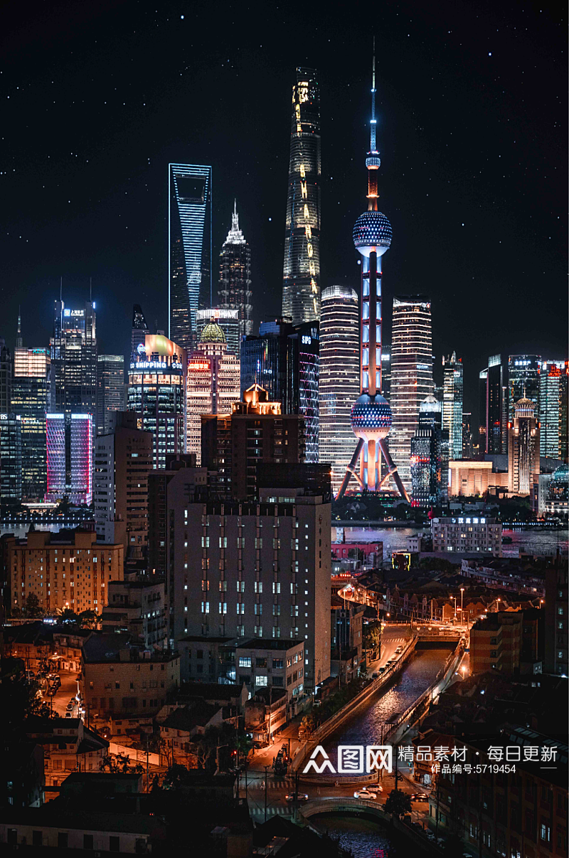 上海城市建筑夜景摄影图片素材