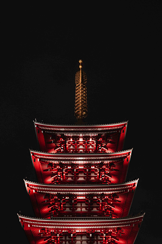 中式城市建筑夜景摄影图片