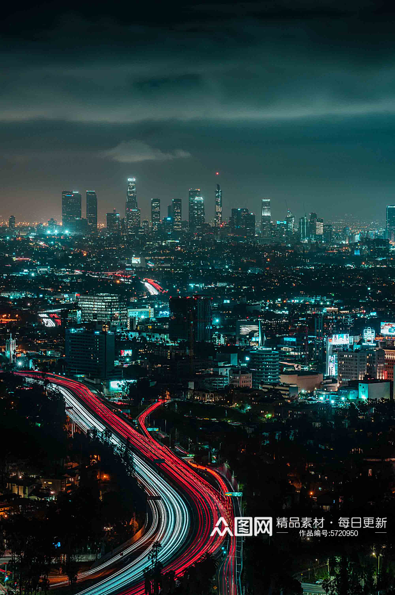 车水马龙城市建筑夜景摄影图片素材